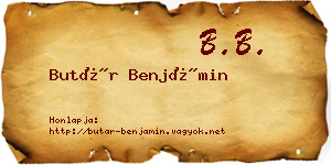 Butár Benjámin névjegykártya